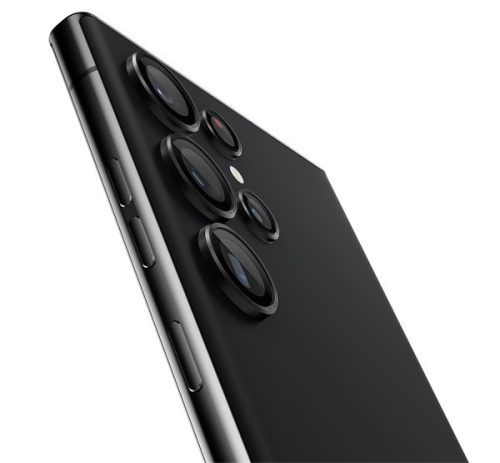 Spigen Glas.tR EZ Fit Optik Pro Samsung Galaxy S23 Ultra Tempered kameralencse-védő fólia felhelyező kerettel, fekete (2db)