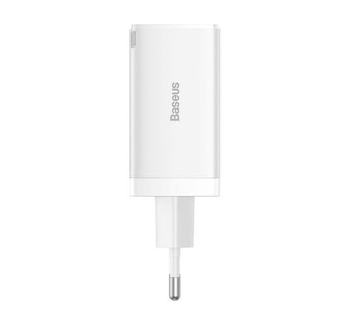 Baseus GaN5 Pro hálózati töltő 2xUSB-C + USB-A, USB-C-USB-C kábellel, 65W, fehér