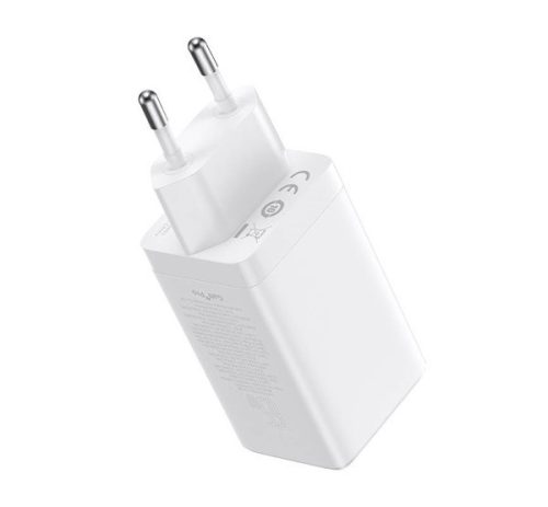 Baseus GaN5 Pro hálózati töltő 2xUSB-C + USB-A, USB-C-USB-C kábellel, 65W, fehér