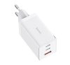 Baseus GaN5 Pro hálózati töltő 2xUSB-C + USB-A, USB-C-USB-C kábellel, 65W, fehér