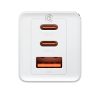 Baseus GaN5 Pro hálózati töltő 2xUSB-C + USB-A, USB-C-USB-C kábellel, 65W, fehér