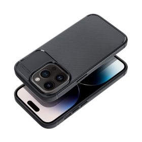   Forcell Carbon Premium hátlap tok Apple iPhone 15 Pro Max karbon mintás szilikon tok, fekete