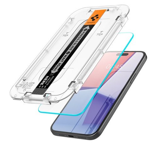 Spigen Glas.tR EZ Fit Apple iPhone 15 Plus / iPhone 16 Plus Tempered kijelzővédő fólia felhelyező kerettel (2db)