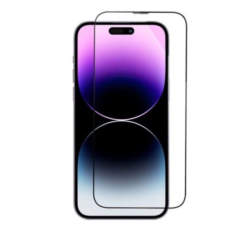 Apple iPhone 15 Pro Max, 5D Full Glue hajlított tempered glass kijelzővédő üvegfólia felhelyezőkerettel, fekete