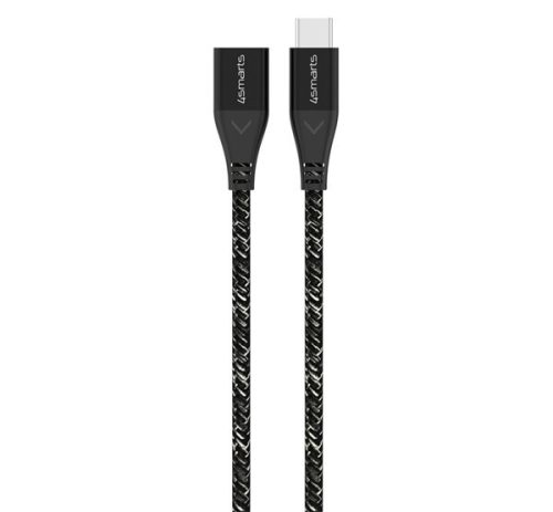 4smarts Extension USB / USB-C hosszabbító kábel / adapter, 60W, 1.5m, fekete / szürke