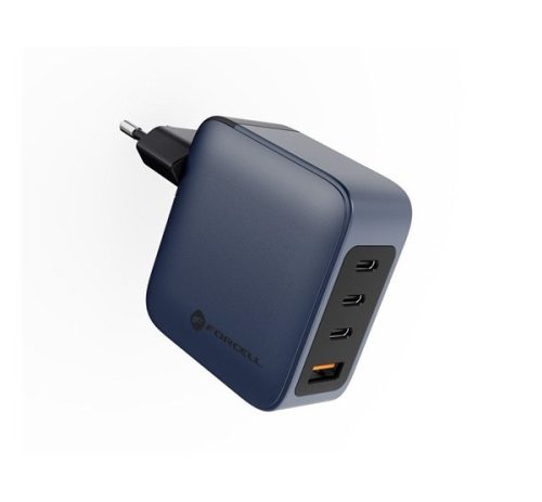 Forcell hálózati gyorstöltő 3xUSB-C + USB-A, PD + QC 4.0, 4A, 100W, kék
