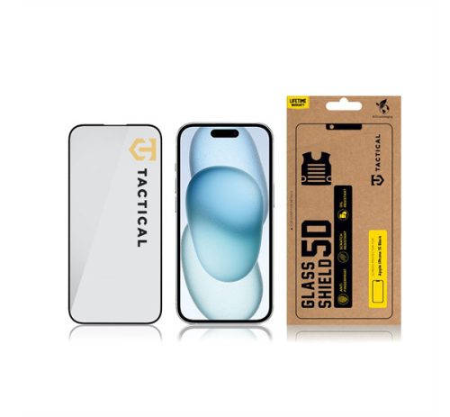 Tactical Glass Shield 5D Apple iPhone 15/ iPhone 16 kijelzővédő üvegfólia, fekete