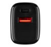 Tactical Base Plug Dual gyorstöltő adapter USB-A+ USB-C, 20W, fekete