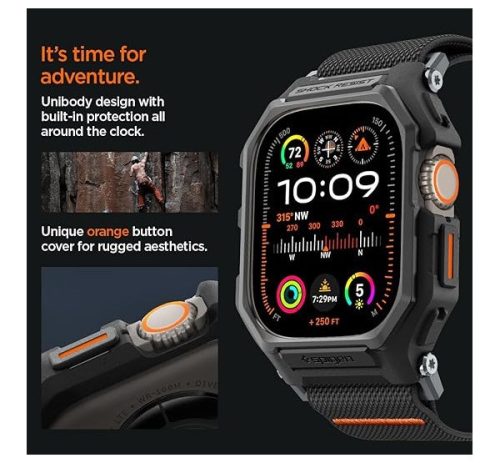 Spigen Lite Fit Pro Apple Watch Ultra 3 / 2 / 1 49mm tok / szíj, matt fekete