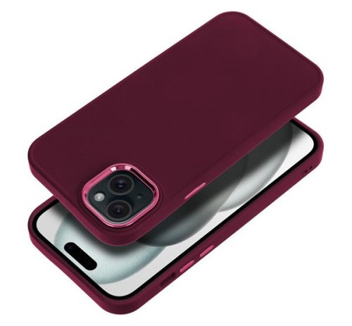Frame iPhone 15 Plus közepesen ütésálló tok kameravédő kerettel, lila