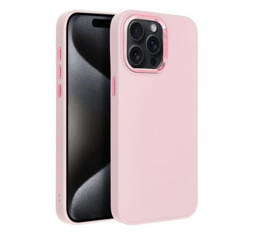 Frame iPhone 15 Pro Max közepesen ütésálló tok kameravédő kerettel, rózsaszín