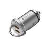 Forcell F-energy Mini autós szivargyújtó töltő 2xUSB-C, PD, 30W, ezüst