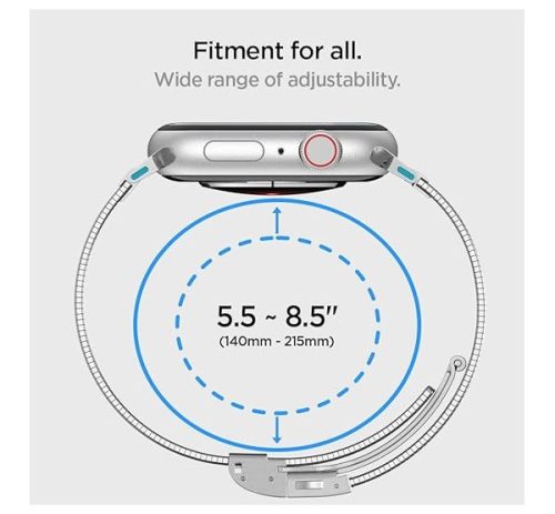 Spigen Sleek Link Apple Watch Ultra 3 / 2 / 1 49mm 10 46mm / 9 / 8 / 7 45mm / SE (2 / 1) / 6 / 5 / 4 44mm / 3 / 2 / 1 42mm szíj, ezüst