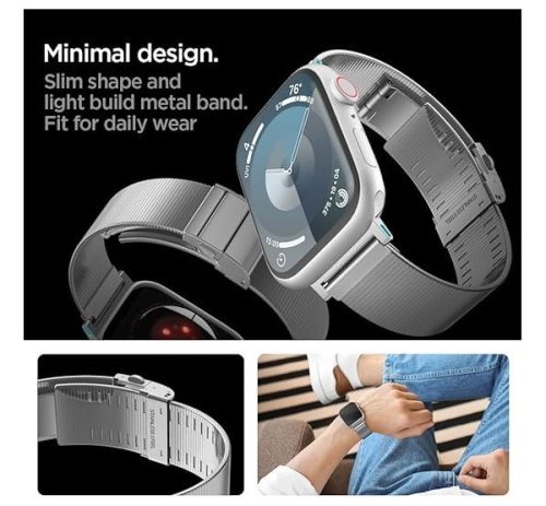 Spigen Sleek Link Apple Watch Ultra 3 / 2 / 1 49mm 10 46mm / 9 / 8 / 7 45mm / SE (2 / 1) / 6 / 5 / 4 44mm / 3 / 2 / 1 42mm szíj, ezüst