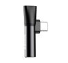 Baseus USB-C-USB-C+Mini Jack 3,5 mm audio adapter, fekete