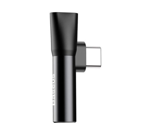 Baseus USB-C-USB-C+Mini Jack 3,5 mm audio adapter, fekete