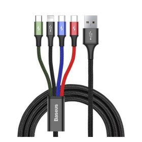   Baseus Fast 4in1 töltő- és adatkábel USB / 2x USB-C / Lightning / MicroUSB 3,5A, 1.2 m, fekete