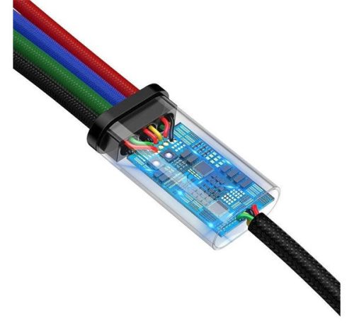 Baseus Fast 4in1 töltő- és adatkábel USB / 2x USB-C / Lightning / MicroUSB 3,5A, 1.2 m, fekete