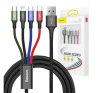 Baseus Fast 4in1 töltő- és adatkábel USB / 2x USB-C / Lightning / MicroUSB 3,5A, 1.2 m, fekete