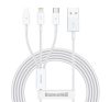 Baseus Superior Series 3in1 töltő- és adatkábel, USB / microUSB / USB-C / Lightning, 3,5 A, 1,2 m, fehér