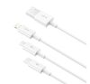 Baseus Superior Series 3in1 töltő- és adatkábel, USB / microUSB / USB-C / Lightning, 3,5 A, 1,2 m, fehér
