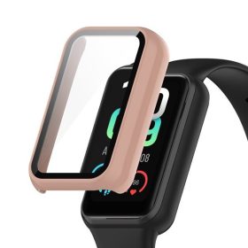   Amazfit Band 7, Műanyag védőkeret, kijelzővédő felülettel, közepesen ütésálló, szíj nélkül, rózsaszín