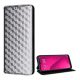 ZTE Blade V50 Design, Oldalra nyíló tok, bőrhatású, stand, Teljes 3D rombusz minta, prémium, ezüst
