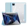 Apple iPad Pro 11 (2024 / 2025), mappa tok, Smart Case, légpárnás sarok, közepesen ütésálló, érintőceruza tartó, átlátszó hátlap, Dux Ducis Toby, kék