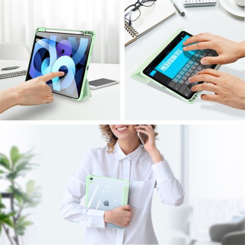 Apple iPad Pro 11 (2024 / 2025), mappa tok, Smart Case, légpárnás sarok, közepesen ütésálló, érintőceruza tartó, átlátszó hátlap, Dux Ducis Toby, kék