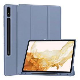   Samsung Galaxy Tab S9 Ultra 14.6 / Tab S10 Ultra 14.6 SM-X910 / X916B / X920 / X926B, mappa tok, Trifold, érintőceruza tartó, lila