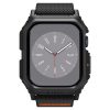 Apple Watch 10-11 (42 mm), textíl pótszíj, szilikon keret, közepesen ütésálló, Spigen Lite Fite Pro, fekete