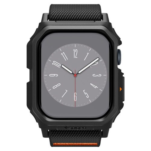 Apple Watch 10-11 (42 mm), textíl pótszíj, szilikon keret, közepesen ütésálló, Spigen Lite Fite Pro, fekete