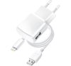 Blue Star hálózati töltő adapter USB-A + Lightning kábel, 1A, 5W, fehér