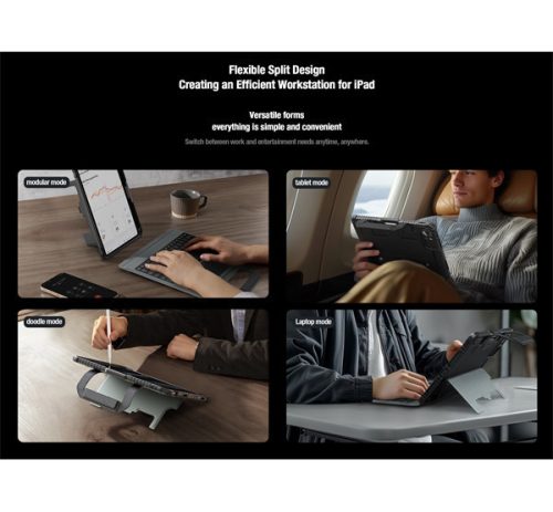 Nillkin Bumper Go iPad Pro 11 2024 / 2025 billentyűzetes hordozható tok háttérvilágítással, fekete