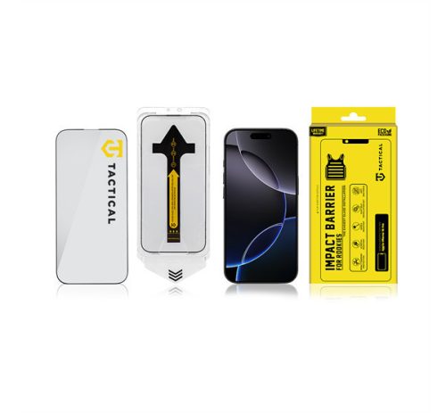 Tactical Impact Barrier Apple iPhone 16 Pro / 17 tempered glass kijelzővédő fólia felhelyező kerettel