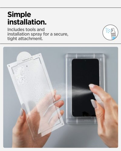 Spigen EliteShield EZ Fit HD Samsung Galaxy S25+ kijelzővédő fólia felhelyező kerettel (1db)