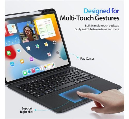 Dux Ducis DK iPad Air 13 (2024)/Pro 12.9 (2020/2021/2022) kihajtható tok vezeték nélküli billentyűzettel, fekete