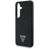 Guess Grained Hot Stamp Peony Pattern Triangle Logo Samsung Galaxy S25 MagSafe kemény hátlap tok, fekete