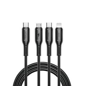   WiWU Wi-046E Starlink Series 3in1 USB-C USB-C / Lightning / microUSB kábel, 60W, 1m, fekete