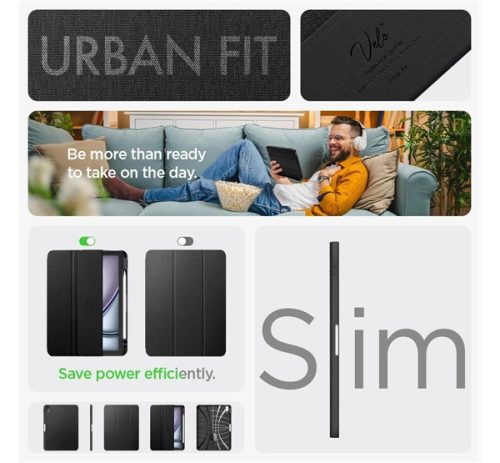 Spigen Urban Fit Apple iPad Air 11" (2024 / 2025 / 2026) / iPad Air 10.9" (2022 / 2020) tok, fekete