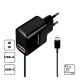 HS-H47 Hálózati töltő USB-A+ USB-C csatlakozás, 2.4A, fekete