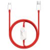 OnePlus SUPERVOOC 2in1 töltő és adatkábel, Oneplus okosóra kompatibilis töltővel, 8A, 1,2m, piros