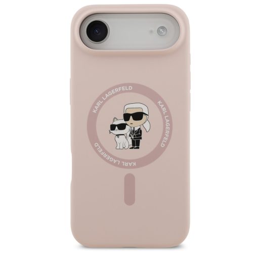 Karl Lagerfeld Liquid Silicone Karl and Choupette MagSafe iPhone Air (2025) hátlap tok, rózsaszín
