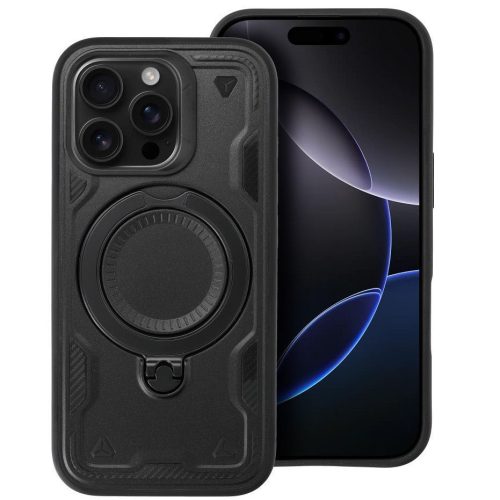 Frost Armor Apple iPhone 17 starabíró tok kitámasztóható gyűrűvel, fekete