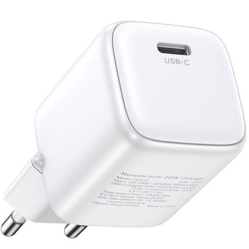 Ugreen Nexode CD318 USB-C hálózati töltő, PD3.0, QC4.0, GaN, 20W, fehér