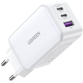   Ugreen Nexode CD244 2xUSB-C-USB-A hálózati töltő, GaN, 65W, fehér