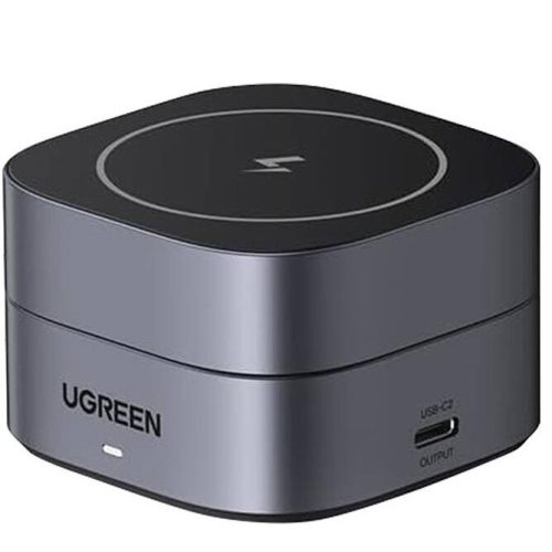 Ugreen W256 2in1 USB-C-USB-C Qi induktív iPhone/AirPods töltő USB-C kábellel, 20W, 1m, fekete