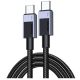 Ugreen L512 USB-C-USB-C töltő- és adatkábel, fonott, 5A, 100W, 3m, szürke