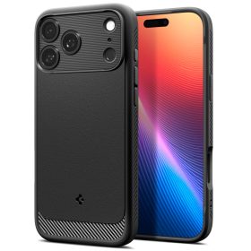   Spigen Rugged Armor MagFit Apple iPhone 17 Pro tok, MagSafe, Matte Black, fekete