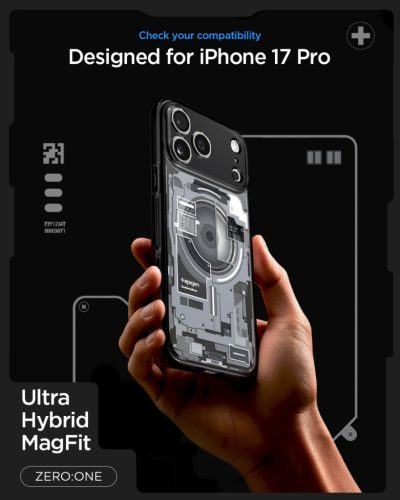 Spigen Ultra Hybrid MagFit Apple iPhone 17 Pro tok, MagSafe, Zero One, fekete